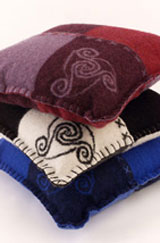 Felt Cushions purples, blues, domino